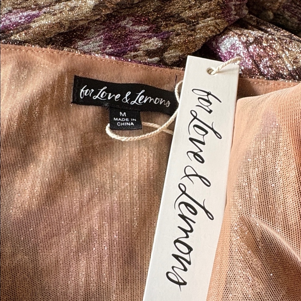 NWT For Love & Lemons Wynne Maxi Dress Shimmer Women’s Medium Cut-Out Sparkles - Picture 11 of 13
